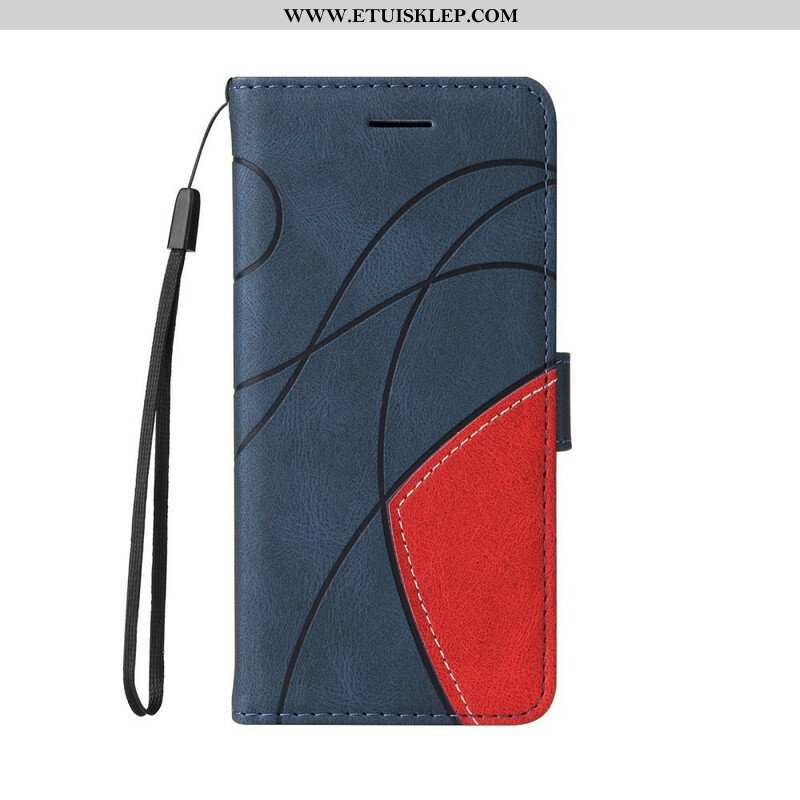 Etui Folio do iPhone 13 Mini Dwukolorowa Sygnowana Sztuczna Skóra